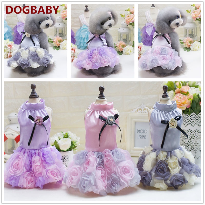 dog quần áo mùa hè váy hoa hồng mỏng váy cưới Teddy Bichon Pomeranian chó cưng nhỏ váy cưới