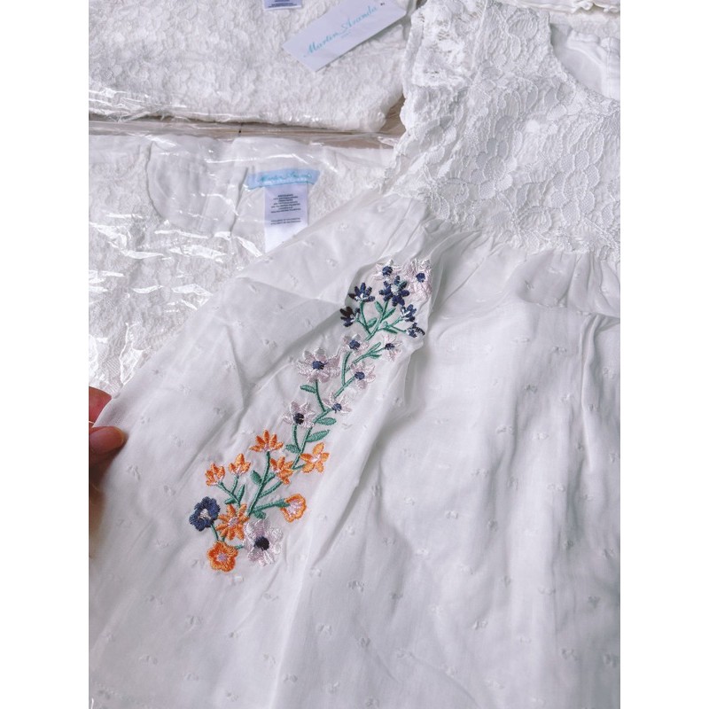 Set 3 chi tiết váy trắng thêu hoa-HÀNG SALE KO ĐỔI TRẢ