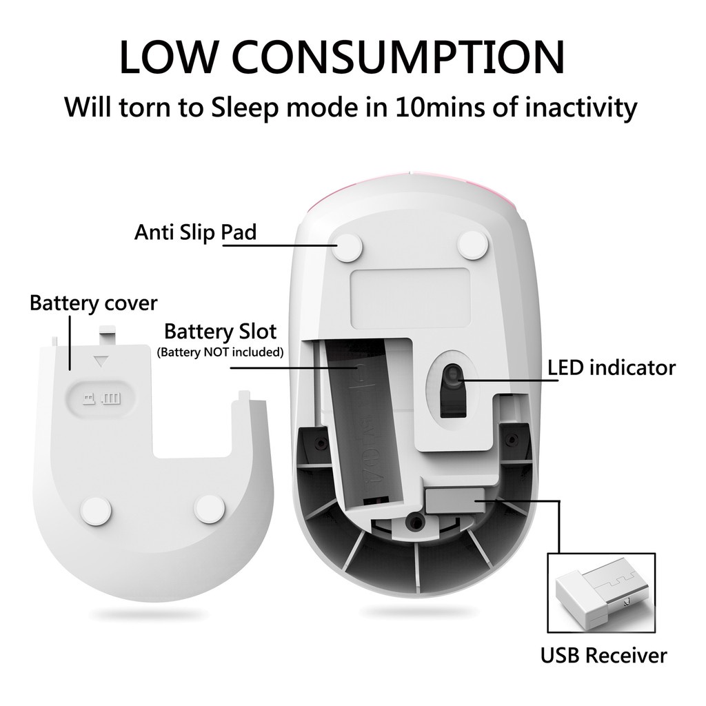 Chuột không dây V-T100 cao cấp cỡ nhỏ siêu nhẹ họa tiết hoạt hình siêu dễ thương kết nối nhanh ko giật lagg