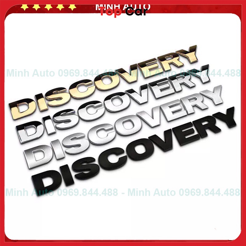 Tem Xe - Tem Dán Xe - Chữ Nổi DISCOVERY  - Mạ Crom