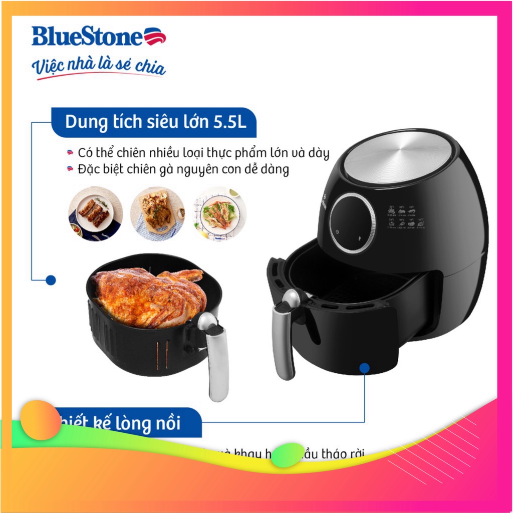 Nồi chiên không dầu điện tử 5.5L BlueStone AFB-5873 Hàng Chính Hãng