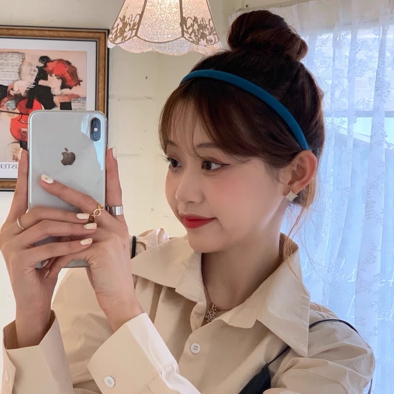 Bờm cài tóc trơn satin bản nhỏ, Băng đô nhiều màu