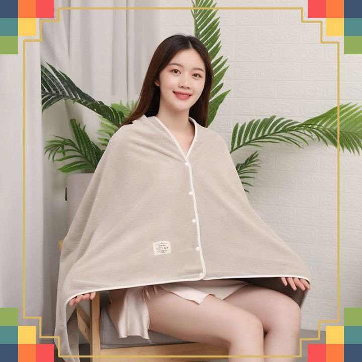 Khăn tắm ⚡CAO CẤP⚡ Khăn áo choàng tắm đa năng chất cotton dày bền siêu mềm mượt thấm hút nước cực tốt (Có khuy)