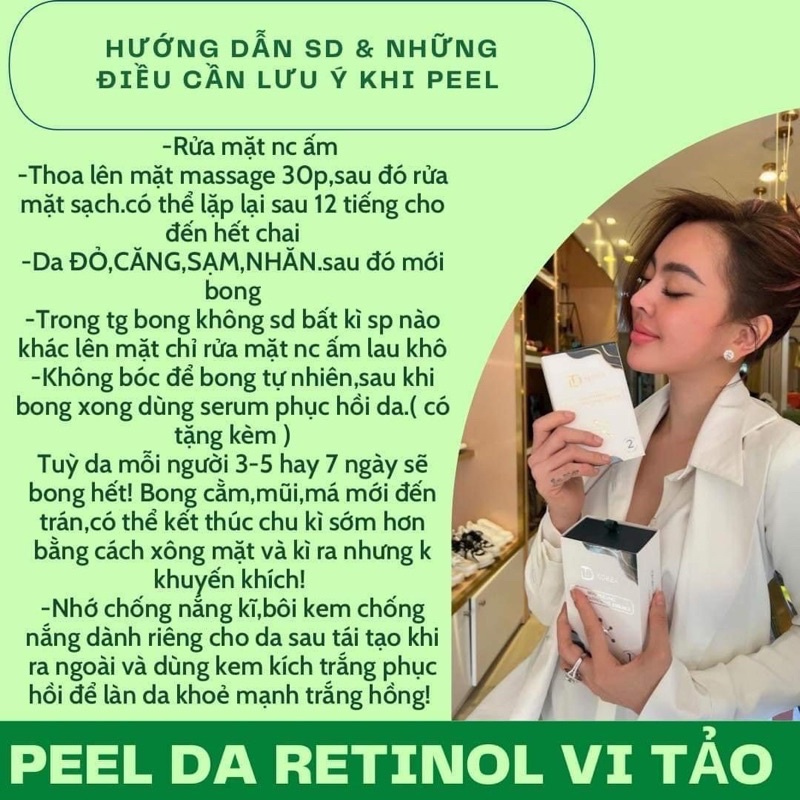 Peel da Trang Nemo Retinol vi tảo - tái tạo da căng bóng, hết mụn nám khuyết điểm