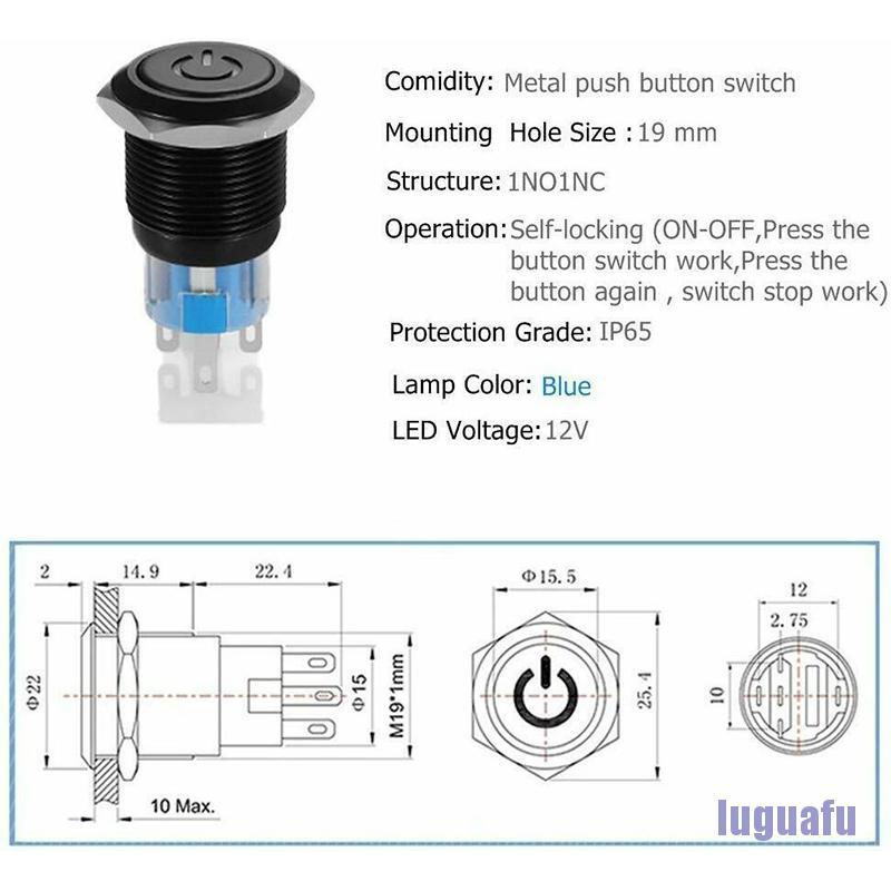 Công Tắc Biểu Tượng Đèn Led 19mm 12v Cho Xe Hơi