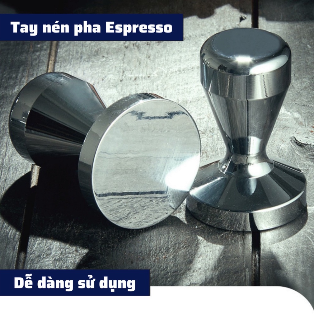 Tamper 58mm dụng cụ tay nén cà phê pha Espresso cafe Arabica Inox cao cấp tay nén café đường kính 58m