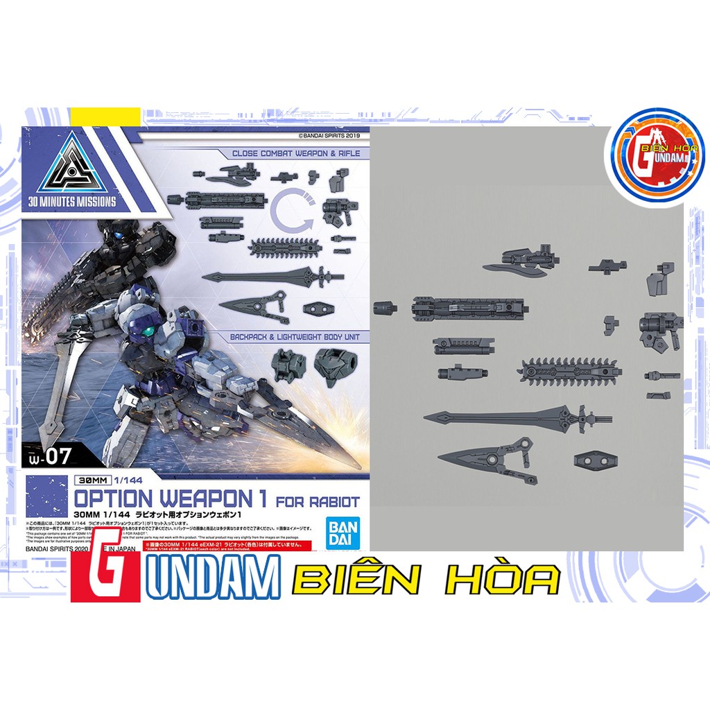 Bộ lắp ráp phụ kiện 30MM 1/144 OPTION WEAPON 1 FOR RABIOT