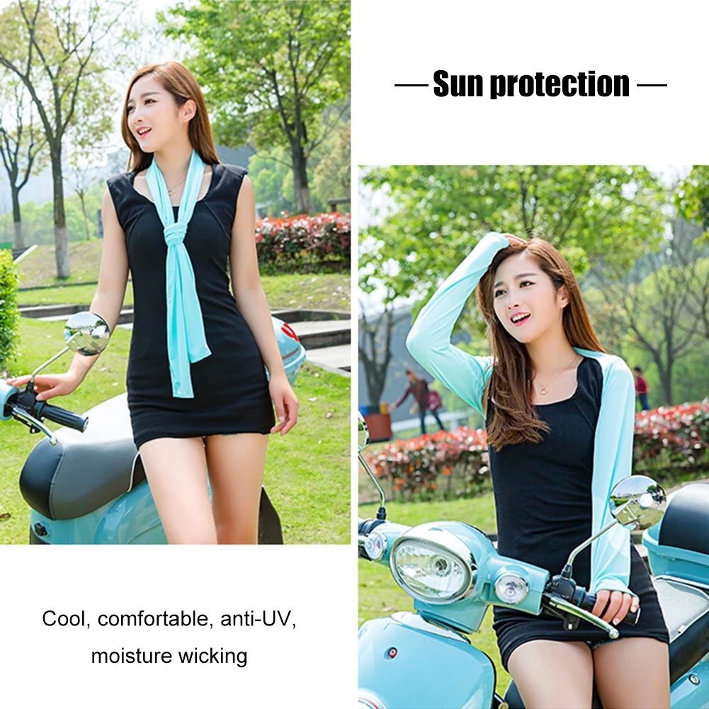 Găng Tay Chống Nắng / Tia UV Bằng Lụa Lạnh Co Giãn Thoáng Khí Thoải Mái Thời Trang Cho Nữ