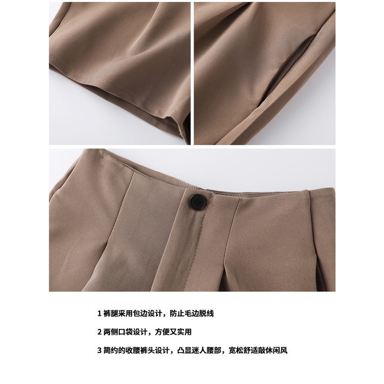 Quần Short Chữ A Ống Rộng Lưng Cao Màu Cà Phê Thời Trang Mùa Hè Mới Cho Nữ
