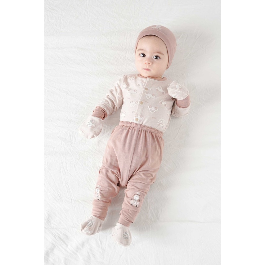 Set combo sơ sinh hãng La Pomme chất vải Modal cao cấp mềm mịn thoáng mát body, bộ cài chéo, cài giữa, mũ nón yếm xe hơi