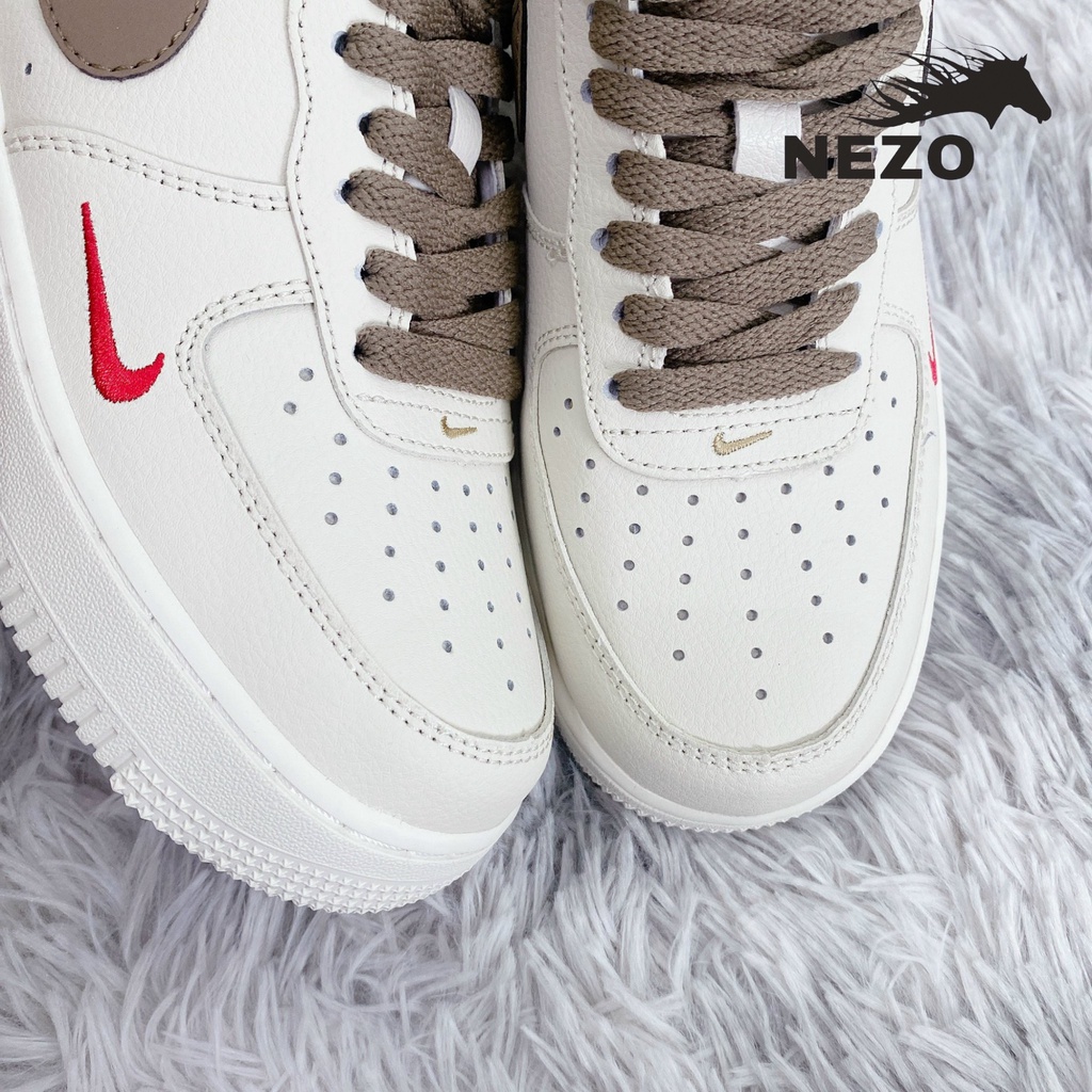 Giày thể thao AF1 vệt nâu, Giày sneaker air force 1 low premium white brown nam nữ cực chất dễ phối đồ | BigBuy360 - bigbuy360.vn