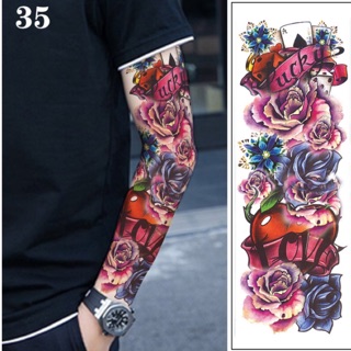 Hình xăm dán hoa hồng bao kín tay hoặc nửa lưng