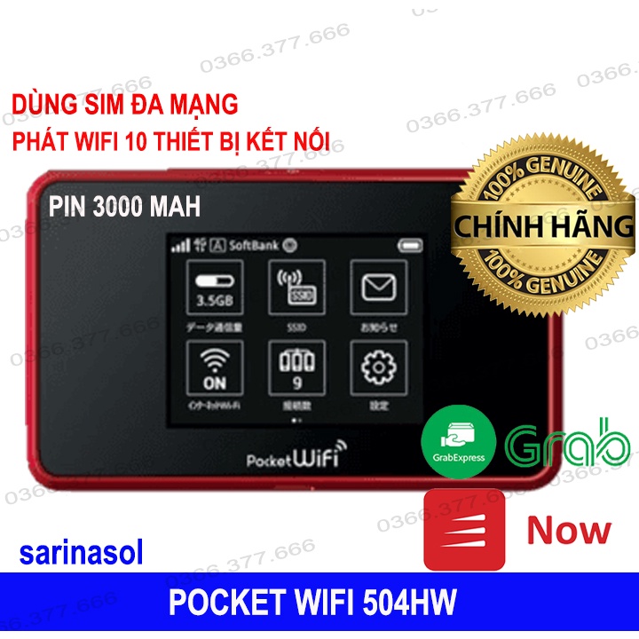 Bộ Phát Wifi , Cục Phát Wifi 3G Huawei 303Hw, Huawei 4G 504HW -Kết Nối 10 User – Hàng Nội Địa Nhật