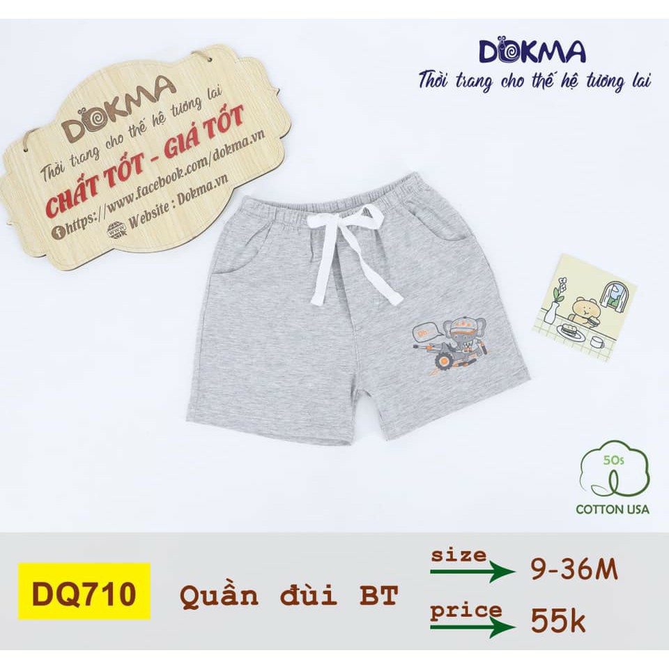 (6-&gt;12 tháng) Quần đùi bé trai DOKMA chất cotton Mỹ cao cấp (DQ710)