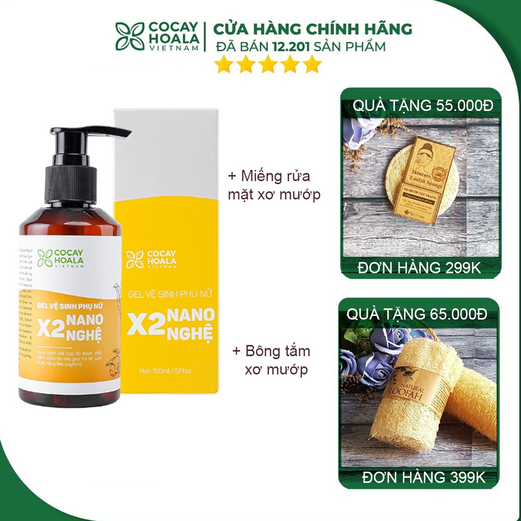 Dung dịch vệ sinh 🍃FREESHIP🍃 Dung dịch Trị Viêm Ngứa Gel X2 Nano Nghệ Cỏ Cây Hoa Lá 150 ml