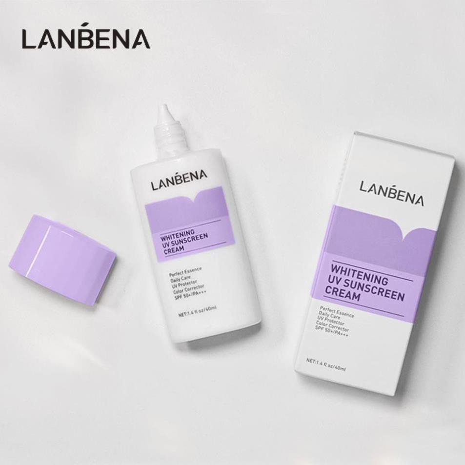 Kem Chống Nắng LANBENA Chống Tia UV Màu Tím Làm Trắng Da Dành Cho Da Mặt SPF50+ 40ml