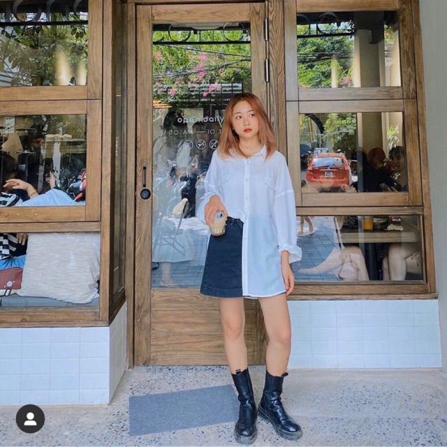 Sơ mi trắng oversize 2 túi nắp giả 😍