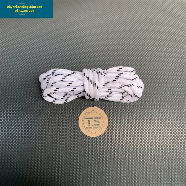 Dây Giày Thể Thao Sneaker Tròn trắng Sọc Đen (1 Cặp)