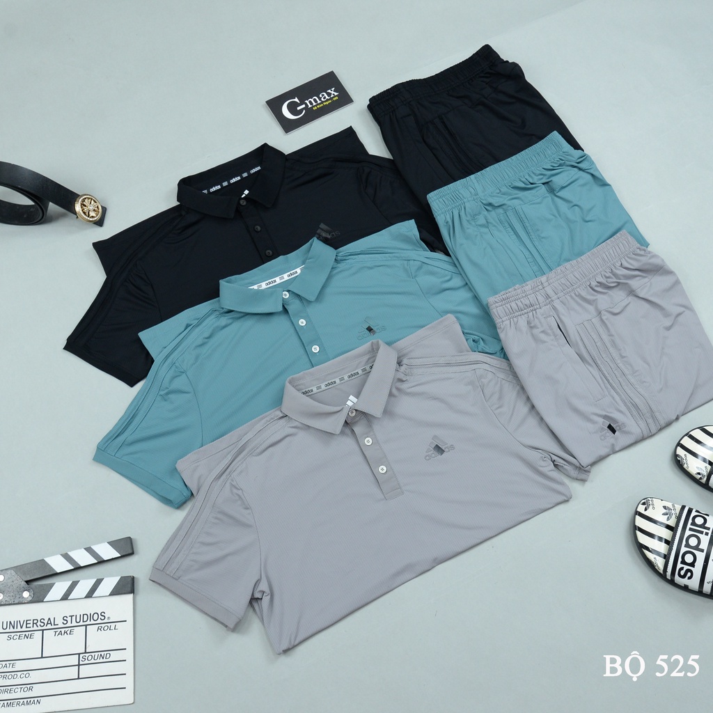 Bộ thể thao nam adidas cao cấp mùa hè cộc tay chất thun lạnh mã 525, bộ đồ tập
