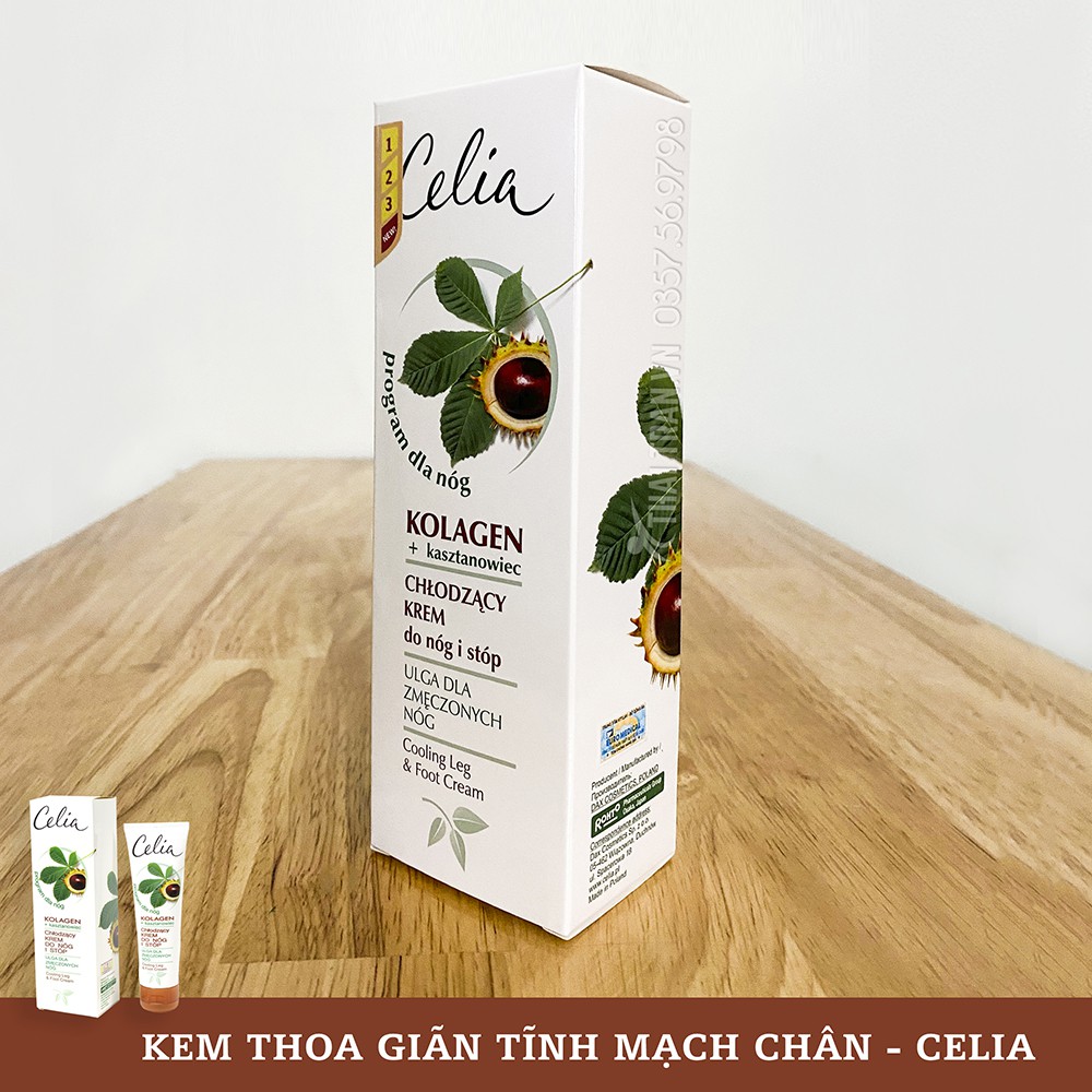 Kem thoa chăm sóc chân suy giãn tĩnh mạch Celia 100ml Chiết xuất Hạt Dẻ ngựa ( SX tại Poland )