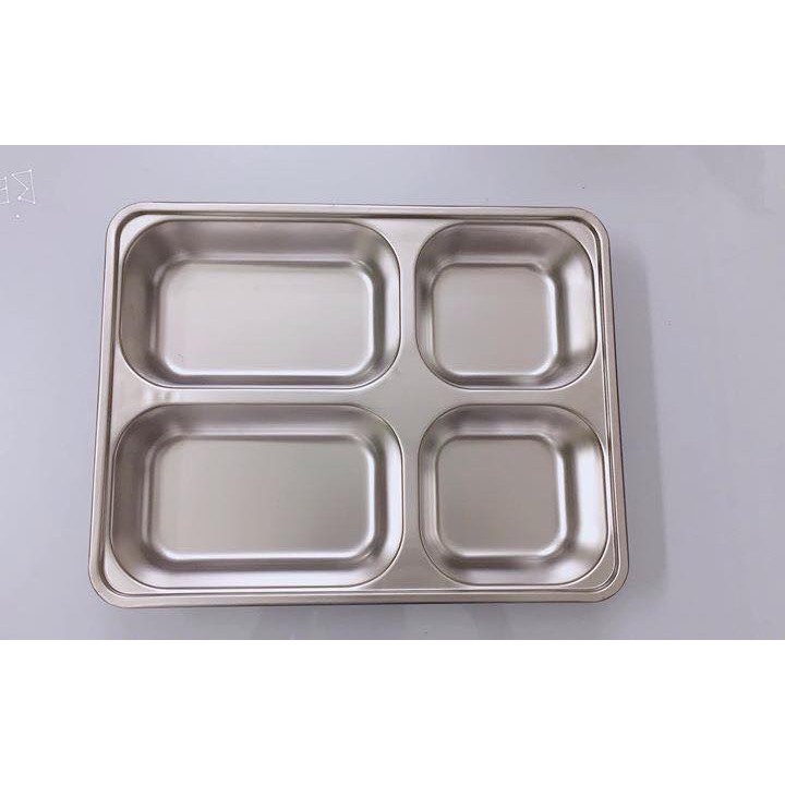 Khay INOX Đựng Cơm 4 Ngăn (nhiều cỡ)