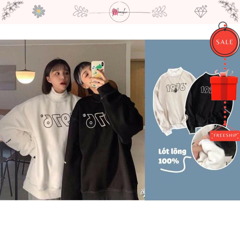 Áo Sweater thun Monchi Nỉ Nam Nữ Dáng Rộng In hình Chữ 1976 Unisex freesize | BigBuy360 - bigbuy360.vn