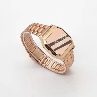 Đồng hồ nam nữ, đồng hồ điện tử tráng gương cảm ứng led dây thép không gỉ