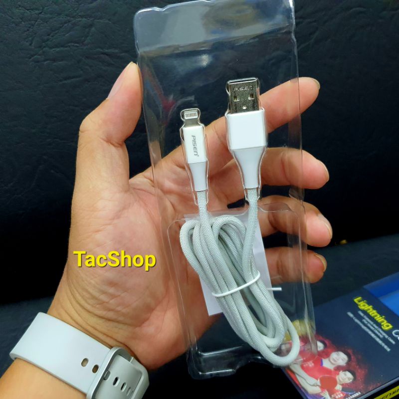 Cáp sạc Pisen Light ning AL17-1200 hỗ trợ sạc nhanh 2.4A chiều dài 120CM