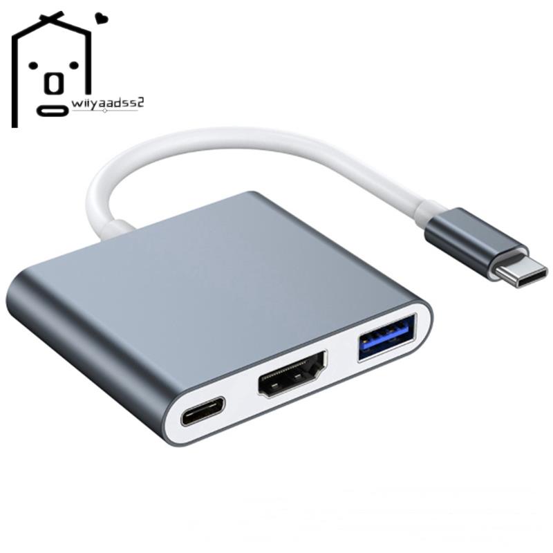 Type C to USB3.0+HD+MI+PD USB3.0 Adapter Converter Cable HD 1080P 3 in 1 Type C Hub Docking Station