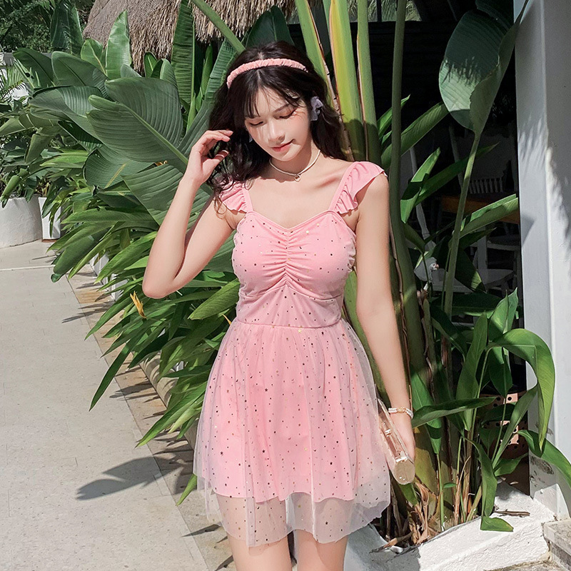 One-Piece Swimsuit Korean Style Covering Flesh Skinny Girl Soaking Hot Spring Boxer Skirt Swimsuit Casual Beach Wear | BigBuy360 - bigbuy360.vn