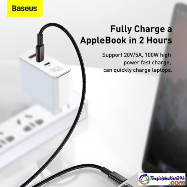 Dây cáp sạc nhanh Baseus cho Xiaomi Redmi Note 8 MacBook iPad Pro đầu USB C sang USB Type C tốc độ nhanh 4.0 PD 100W