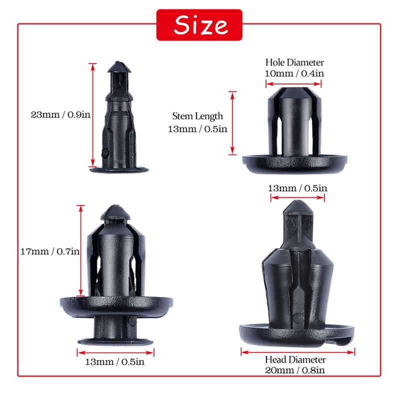 FENDER Set 200 Đinh Tán Nhựa 10mm Chuyên Dụng Cho Xe Honda and Acura 91503-SZ3-003