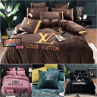 Bộ NỈ NHUNG THƯƠNG HIỆU ĐẲNG CẤP set chăn ga gối 4 món Hàn Quốc
