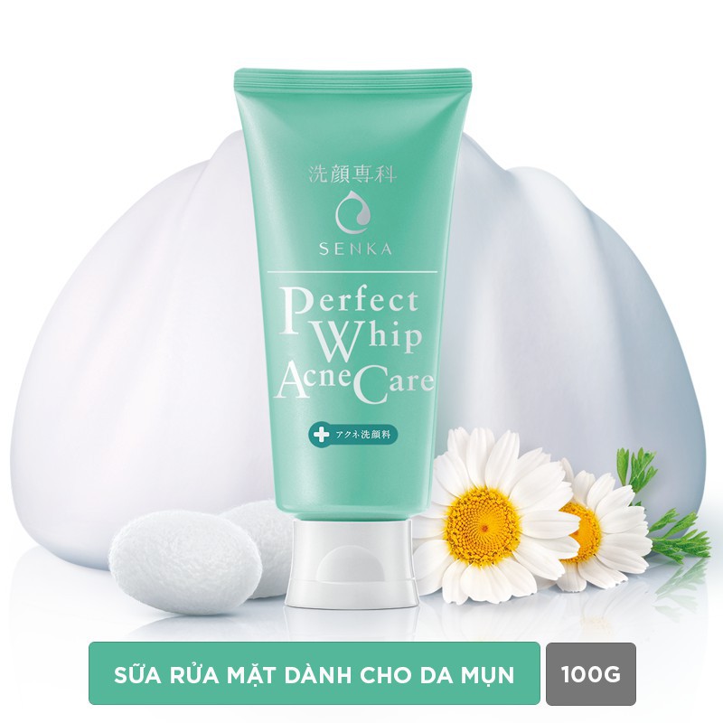 Sữa Rửa Mặt Senka Perfect Whip Acnes Care Dành Cho Da Mụn 100g