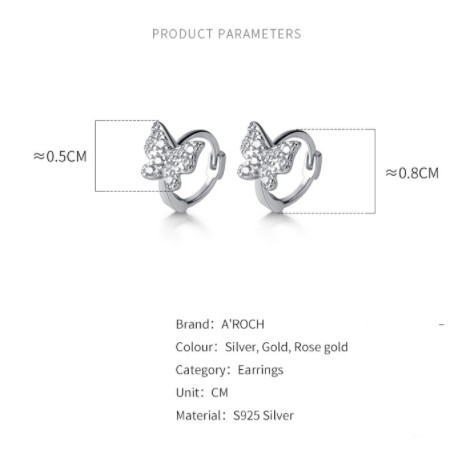 Khuyên tai bạc Ý s925 cánh bướm nhỏ xinh G6879 - AROCh Jewelry