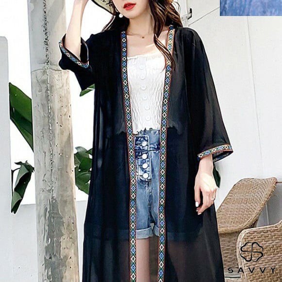 Áo Khoác Kimono Tua Rua Áo Khoác Voan Dáng Dài Đi Biển Đi Du Lịch SAVVY Shop