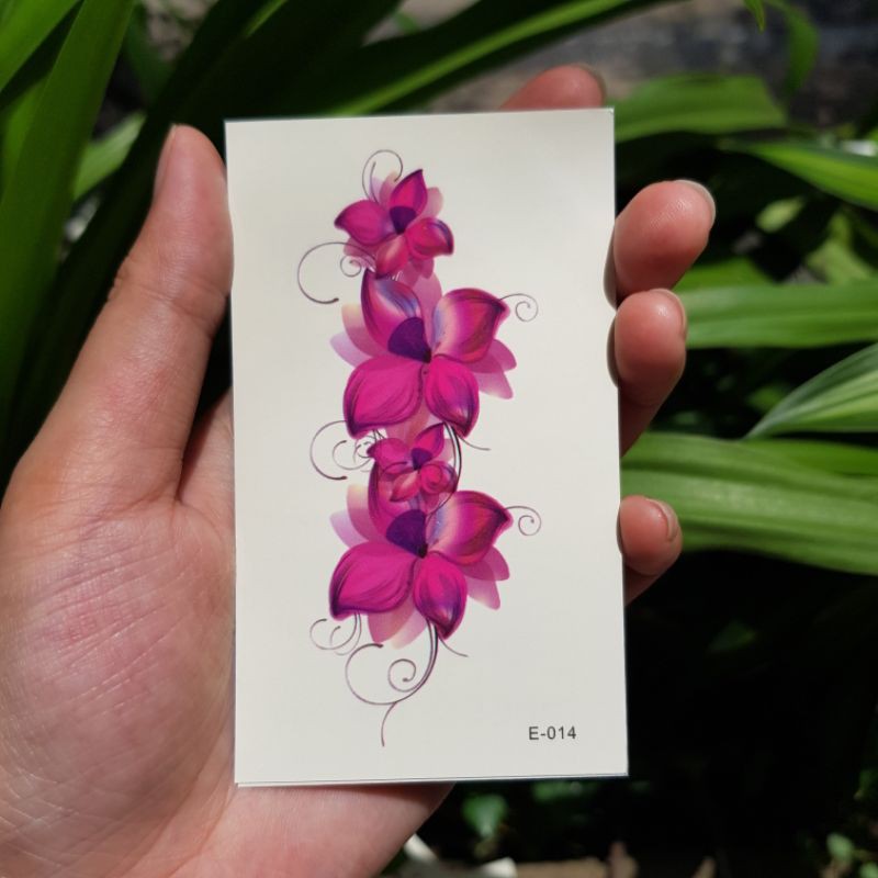 Hình xăm hoa e14. Xăm dán tatoo mini tạm thời, size &lt;10x6cm