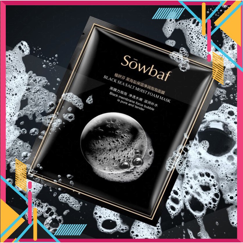 Mặt nạ sủi bọt SOWBAF thải độc Black Sea Salt Moist Foam Mask làm sạch lỗ chân lông mụn đầu đen Giá Tốt