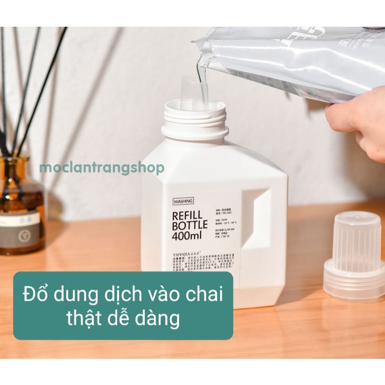 Chai đựng nước giặt nước xả vải có vòi rót chống tràn, bình lọ chiết đựng nước lau nhà dung dịch nước đa năng nắp xoáy