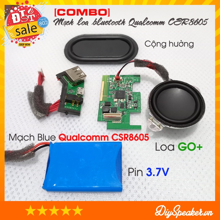 Mạch loa bluetooth Qualcomm CSR8605, Loa GO+, Cộng hưởng và PIN ( Giá sập sàn )