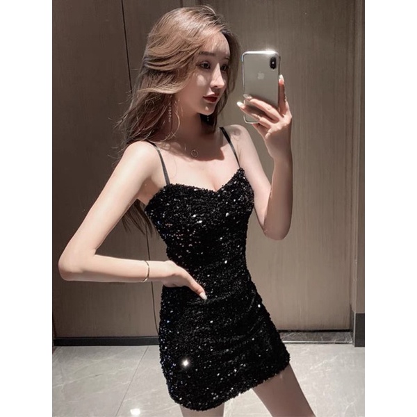 Đầm dây nữ phong cách gợi cảm sang trọng khí chất hàng Quảng Châu cao cấp đầu xu hướng mùa thu 2021