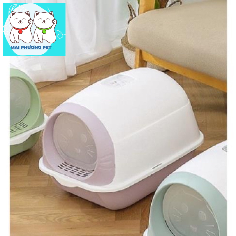 Nhà vệ sinh cho mèo nhỏ dưới 4kg (3in1) dạng hộp kín 3 trong 1 kiêm khay đựng cát và Tặng xẻng xúc cát mèo