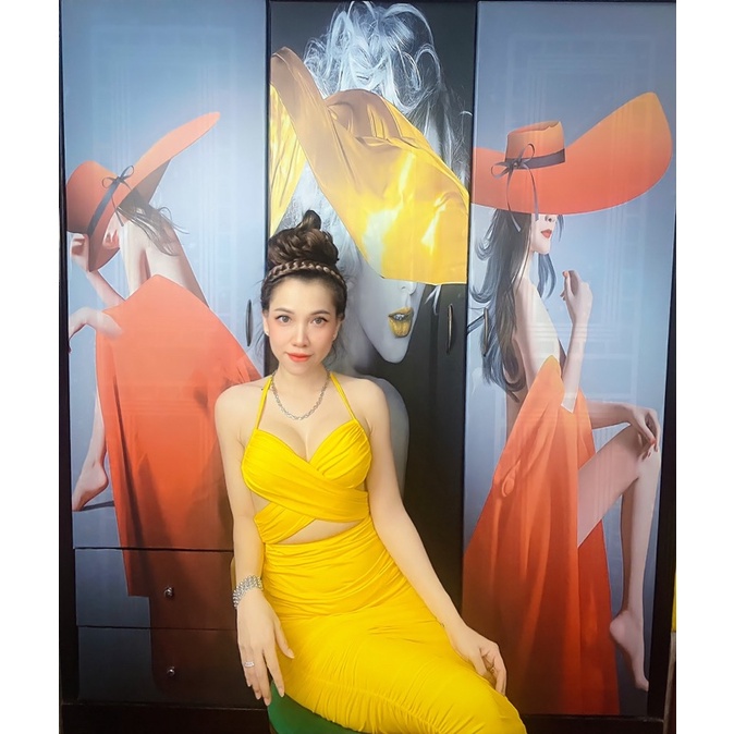 Đầm body thun co giãn, màu vàng tôn da, đẹp xuất sắc luôn ạ😍3.65
