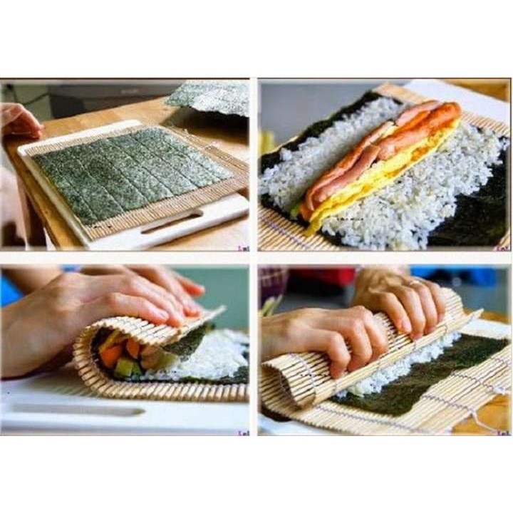 Combo Tấm Cuộn Sushi Bằng Gỗ + Vá Múc Cơm