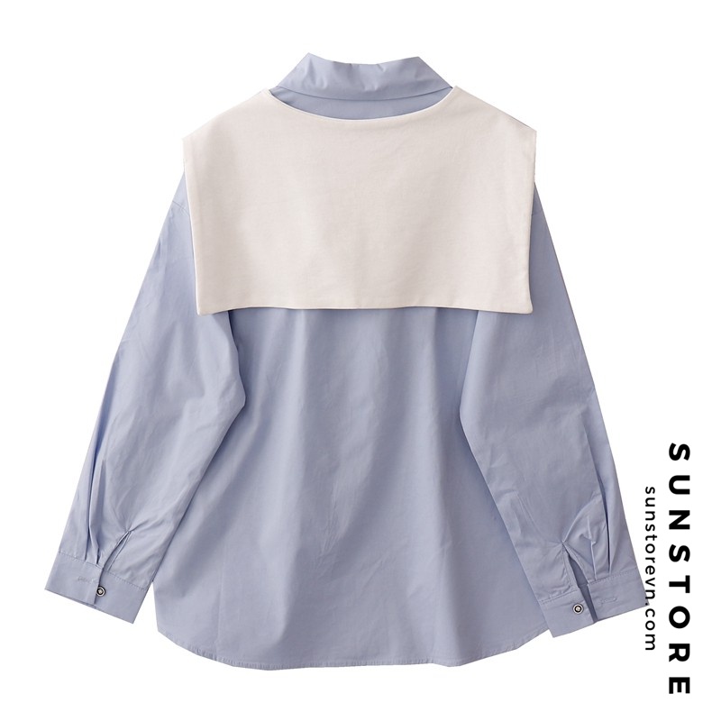 Áo sơ mi tay dài kèm khăn choàng vai Ulzzang