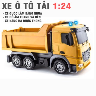 Xe ô tô tải chở hàng / xe bê tông có âm thanh và đèn đồ chơi trẻ em mô hình tỉ lệ 1:24 bằng nhựa cao cấp