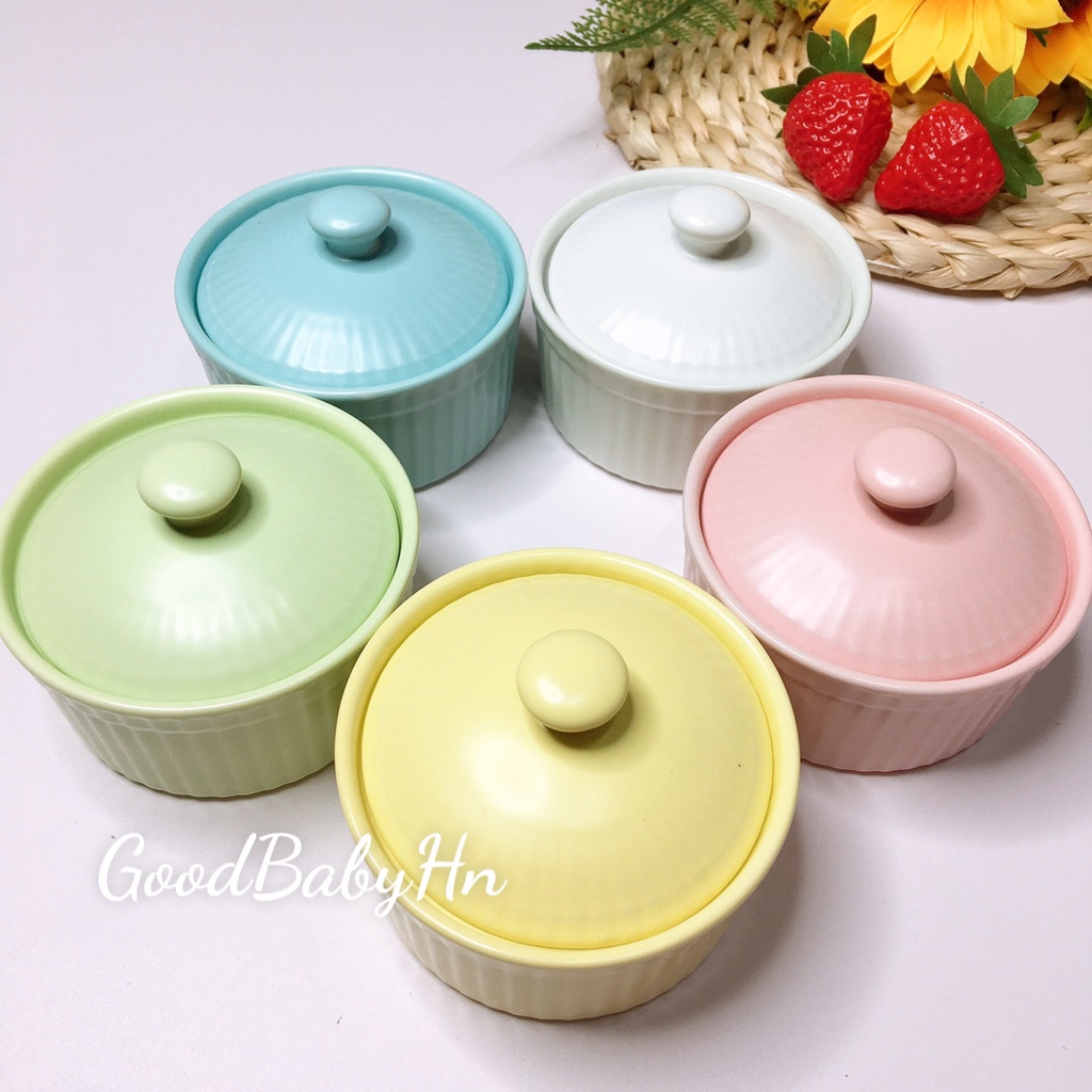 Bát sứ Ramenkin có nắp đậy cho bé ăn dặm 𝐒𝟑𝟓