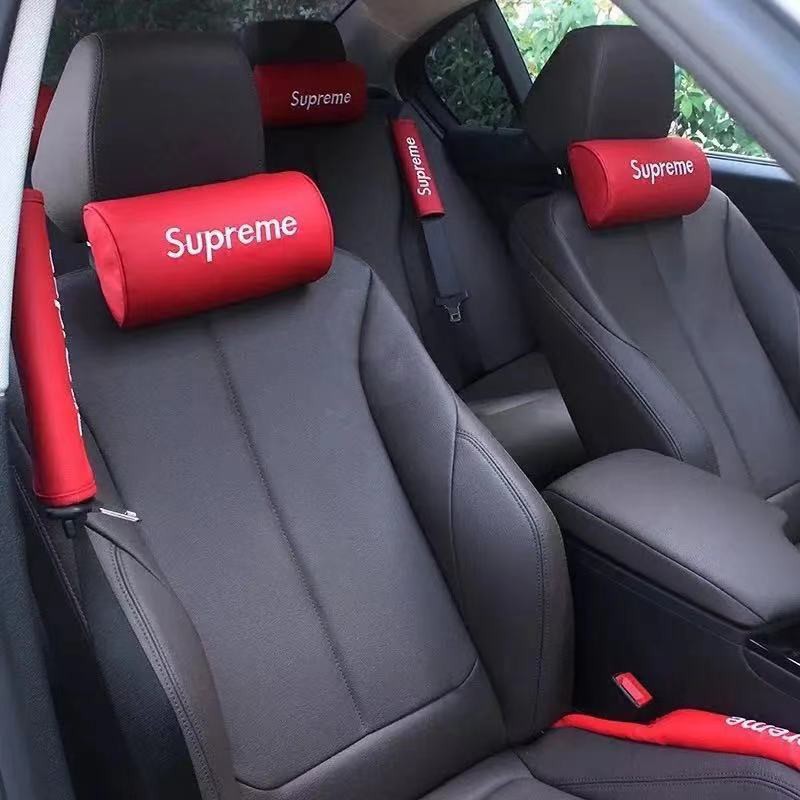 【Ready Stock】 Popular Brand Supreme Automotive Headrest Interior Accessories Car Bone Pillow Car Neck Pillow Summer Seat Pillow Spot Chaopai 1i35