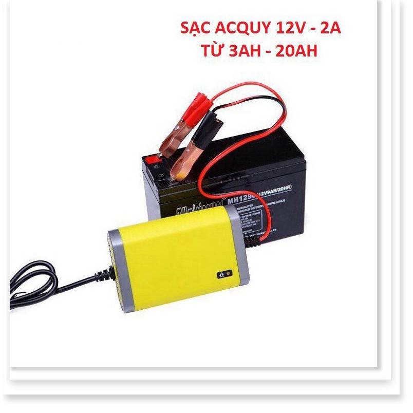 Bộ sạc bình ắc quy tự ngắt 12V 3Ah-20Ah sạc acquy xe máy, xe hơi có đèn led