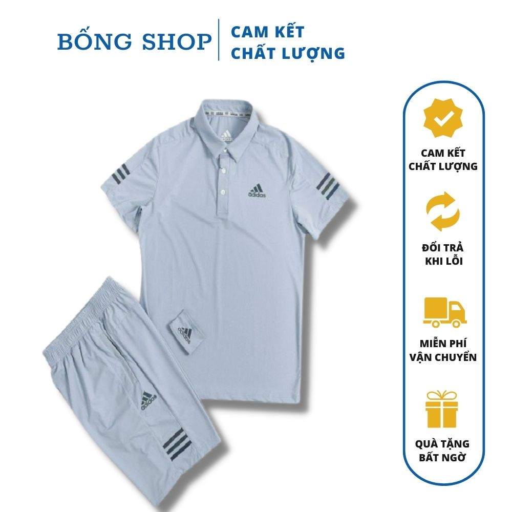 Set Thể Thao Nam Adidas Cộc Tay Cao Cấp Chất Kim Cương Thể Thao Cao Cấp, Mềm Mịn Cực Thoáng Mát